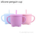 Entraînement pour bébé Boire la tasse de pingouin en silicone de paille en paille